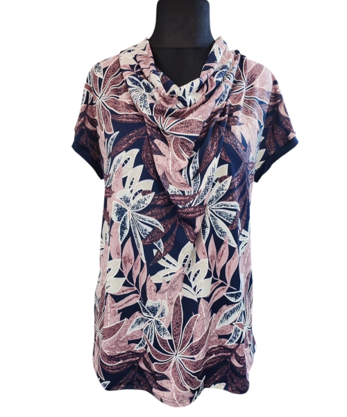 Bluzka z lejącym dekoltem typu woda - liście paproci